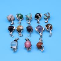 Gemstone Zinc Alloy Pendants, Natural Stone, with Zinc Alloy, platinum color plated & Unisex 