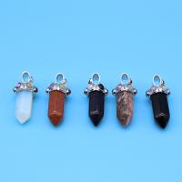 Gemstone Zinc Alloy Pendants, Natural Stone, with Zinc Alloy, Conical, platinum color plated & Unisex 