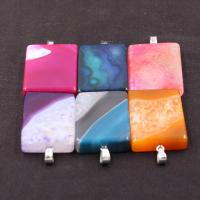 Mixed Agate Pendants, Rectangle, Unisex 