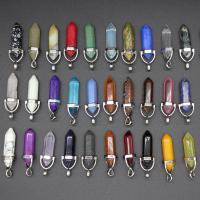 Gemstone Zinc Alloy Pendants, Natural Stone, with Zinc Alloy, Bullet, platinum color plated & Unisex 