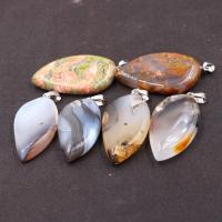 Mixed Agate Pendants, Leaf, Unisex 