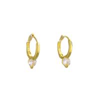 laiton Huggie Anneau d'oreille, Placage de couleur d'or, pour femme & avec strass Vendu par paire