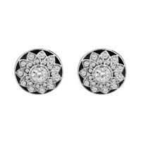 Zinc Alloy Cufflinks, platinum color plated, for man & enamel & with rhinestone 