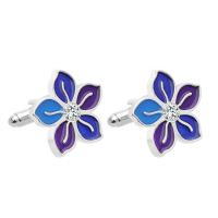 Zinc Alloy Cufflinks, Flower, platinum color plated, for man & enamel 