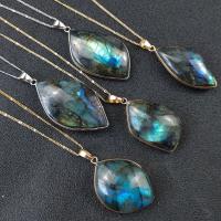 Labradorite Pendants, with Brass, plated, Unisex 35-50mmx8-10mm 