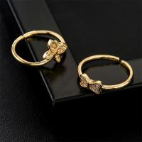 Brass Cuff Finger Ring, gold color plated, Adjustable & micro pave cubic zirconia & for woman, 18mm 