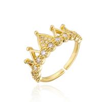 Brass Cuff Finger Ring, gold color plated, Adjustable & micro pave cubic zirconia & for woman, 18mm 