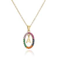 Cubic Zircon Micro Pave Brass Necklace, gold color plated & micro pave cubic zirconia & for woman & hollow Approx 17.71 Inch 