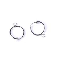 Titanium Steel Huggie Hoop Earring Finding, silver color plated, DIY, silver color, 15mm 