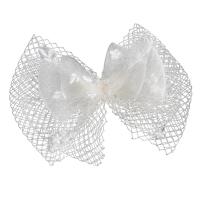 Gauze Bowkont Hair Clip, Bowknot, handmade, for woman, white 