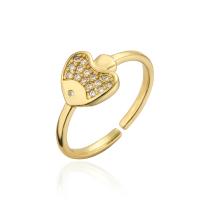 Brass Cuff Finger Ring, gold color plated, Adjustable & micro pave cubic zirconia & for woman, 18mm 