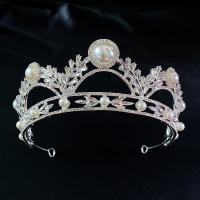 Bridal Tiaras, Zinc Alloy, plated, for bridal & with rhinestone, 140mm 