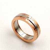 Titan Stahl Fingerring, Titanstahl, Rósegold-Farbe plattiert, unisex & mit einem Muster von Nummer & verschiedene Größen vorhanden, Größe:5-10, verkauft von PC