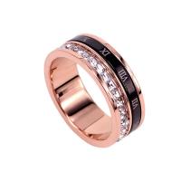 Anillo de dedo de acero Titanium de, Partículas de acero, chapado, diverso tamaño para la opción & para mujer & con diamantes de imitación, tamaño:5-12, Vendido por UD