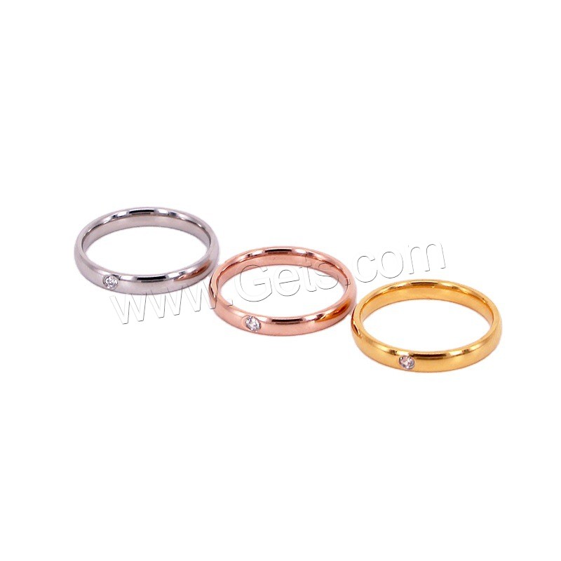 Anillo de dedo de acero Titanium de, Partículas de acero, chapado, diverso tamaño para la opción & para mujer & con diamantes de imitación, más colores para la opción, tamaño:4-9, Vendido por UD