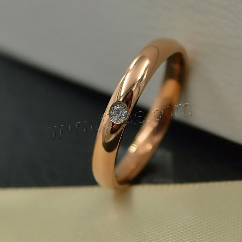 Anillo de dedo de acero Titanium de, Partículas de acero, chapado, diverso tamaño para la opción & para mujer & con diamantes de imitación, más colores para la opción, tamaño:4-9, Vendido por UD