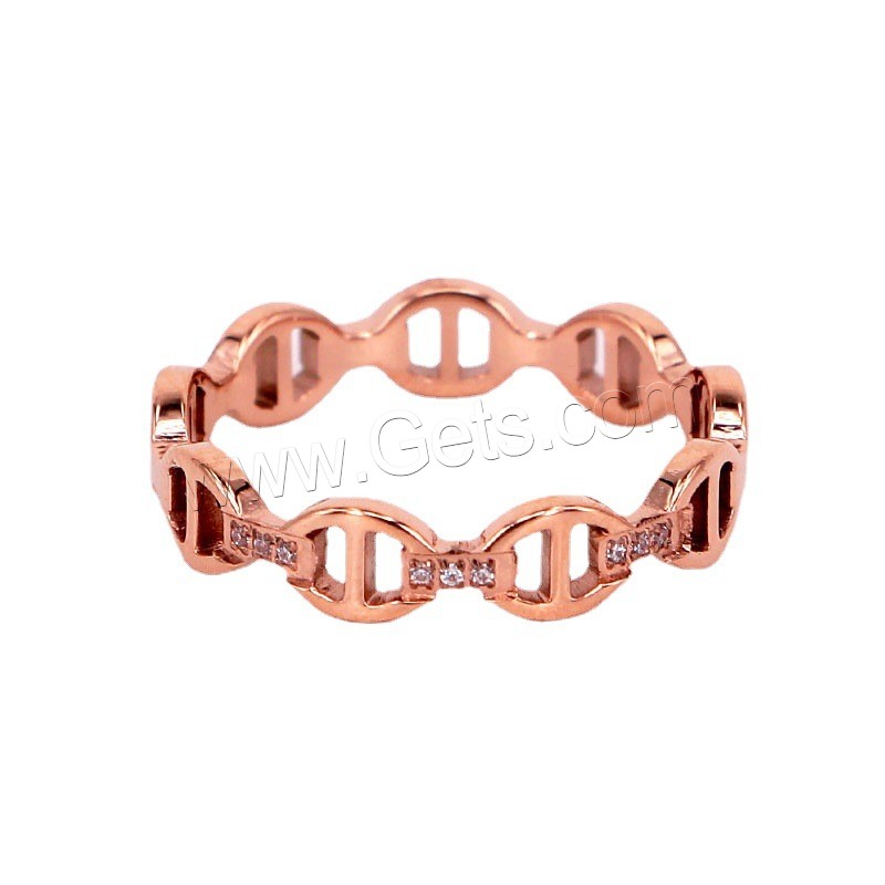 Anillo de dedo de acero Titanium de, Partículas de acero, Patrón Geométrico, chapado, diverso tamaño para la opción & para mujer & con diamantes de imitación & hueco, más colores para la opción, tamaño:5-9, Vendido por UD