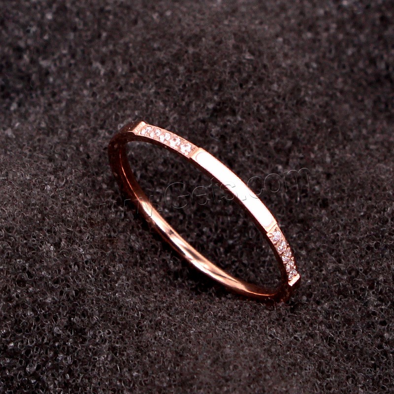 Anillo de dedo de acero Titanium de, Partículas de acero, chapado en color rosa dorada, diverso tamaño para la opción & para mujer & pegamento de gota & con diamantes de imitación, más colores para la opción, tamaño:4-9, Vendido por UD