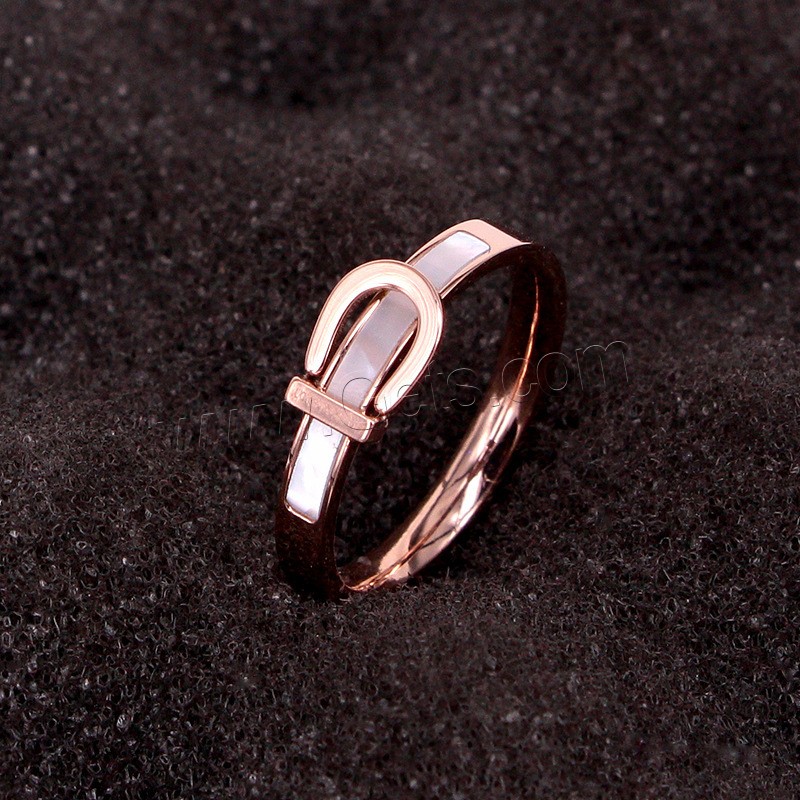 Anillo de dedo de acero Titanium de, Partículas de acero, con Nácar Blanca, chapado, diverso tamaño para la opción & para mujer, más colores para la opción, tamaño:5-9, Vendido por UD