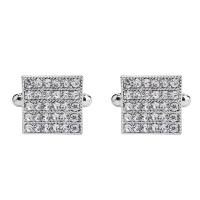 Zinc Alloy Cufflinks, platinum color plated, for man & with rhinestone 