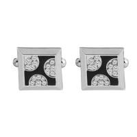 Zinc Alloy Cufflinks, platinum color plated, for man & enamel & with rhinestone 