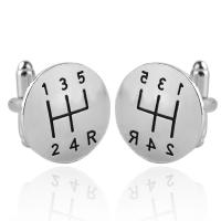 Zinc Alloy Cufflinks, platinum color plated, with letter pattern & for man & enamel 