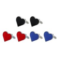 Zinc Alloy Cufflinks, Heart, platinum color plated, for man & enamel 