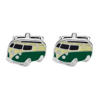 Zinc Alloy Cufflinks, Bus, platinum color plated, for man & enamel, green 