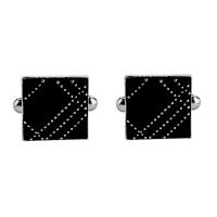 Zinc Alloy Cufflinks, platinum color plated, for man & enamel, black 