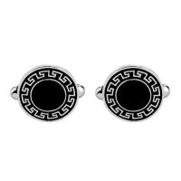 Zinc Alloy Cufflinks, platinum color plated, for man & enamel, black 