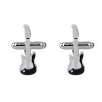 Zinc Alloy Cufflinks, Guitar, platinum color plated, for man 