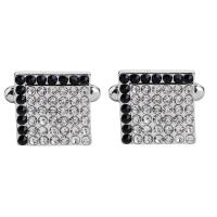 Zinc Alloy Cufflinks, platinum color plated, for man & with rhinestone 