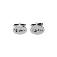 Zinc Alloy Cufflinks, platinum color plated, with letter pattern & for man 