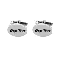 Zinc Alloy Cufflinks, platinum color plated, with letter pattern & for man 