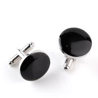 Zinc Alloy Cufflinks, platinum color plated, for man & enamel 