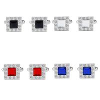 Zinc Alloy Cufflinks, platinum color plated, for man & with rhinestone 