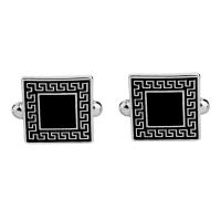 Zinc Alloy Cufflinks, platinum color plated, for man & enamel, black 