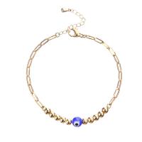 Evil Eye Bracelet Bijoux, laiton, avec chalumeau, avec 1.18Inch chaînes de rallonge, Rond, Plaqué d'or, pour femme, plus de couleurs à choisir Environ 6.3 pouce, Vendu par PC