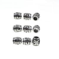 Stainless Steel Large Hole Beads, 304 Stainless Steel, barrel, Vacuum Plating, vintage, black, 12.5mm 