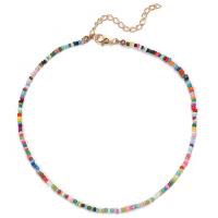 Glass Seed Beads Necklace, Lampwork, with Zinc Alloy, with 2.95Inch extender chain, gold color plated, vintage & for woman Approx 15.75 Inch 