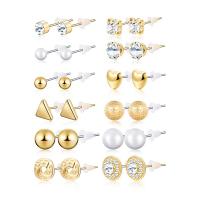 alliage de zinc Stud Set, Boucle d’oreille stud, avec perle de plastique, Placage, Vintage & pour femme & facettes & avec strass, plus de couleurs à choisir, Environ Vendu par sac