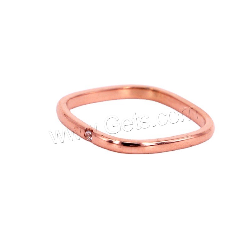 Anillo de dedo de acero Titanium de, Partículas de acero, Cuadrado, chapado, diverso tamaño para la opción & para mujer & con diamantes de imitación, más colores para la opción, tamaño:4-9, Vendido por UD