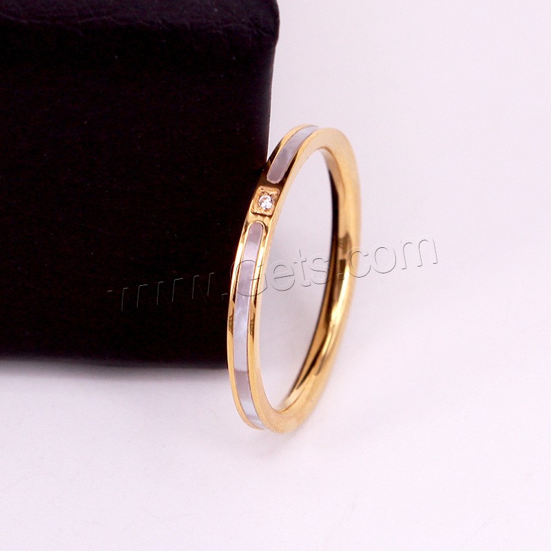 Anillo de dedo de acero Titanium de, Partículas de acero, con Nácar, chapado, diverso tamaño para la opción & para mujer, más colores para la opción, 2mm, tamaño:4-9, Vendido por UD