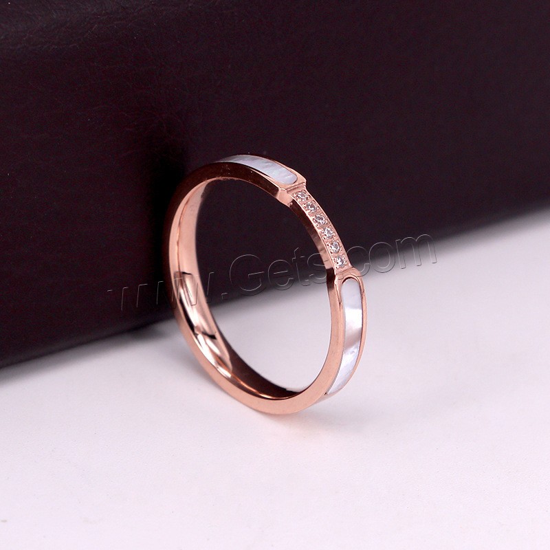 Anillo de dedo de acero Titanium de, Partículas de acero, con Nácar, chapado, diverso tamaño para la opción & para mujer & con diamantes de imitación, más colores para la opción, tamaño:5-9, Vendido por UD