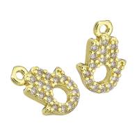 Cubic Zirconia Micro Pave Brass Pendant, Hand, gold color plated, micro pave cubic zirconia & hollow Approx 2mm 