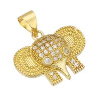 Cubic Zirconia Micro Pave Brass Pendant, Elephant, micro pave cubic zirconia, original color Approx 4mm 