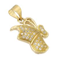 Cubic Zirconia Micro Pave Brass Pendant, Phalaenopsis Leaf, micro pave cubic zirconia, original color Approx 4mm 