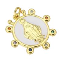 Cubic Zirconia Micro Pave Brass Pendant, gold color plated, micro pave cubic zirconia & enamel Approx 2mm 