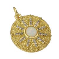 Cubic Zirconia Micro Pave Brass Pendant, Flat Round, gold color plated, micro pave cubic zirconia Approx 3.5mm 