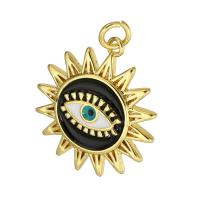 Cubic Zirconia Micro Pave Brass Pendant, Sun, gold color plated, micro pave cubic zirconia & enamel Approx 3mm 